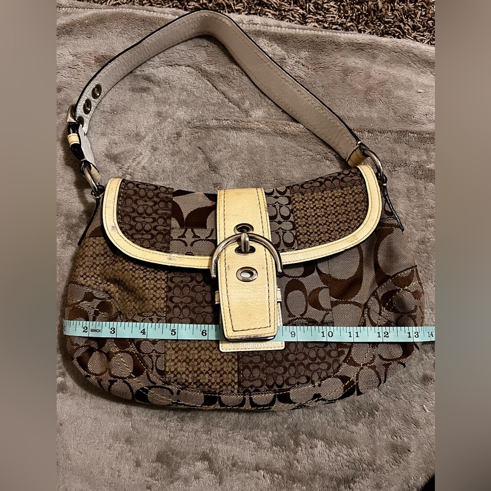Coach Brown and Yellow Patchwork Shoulder Bag
